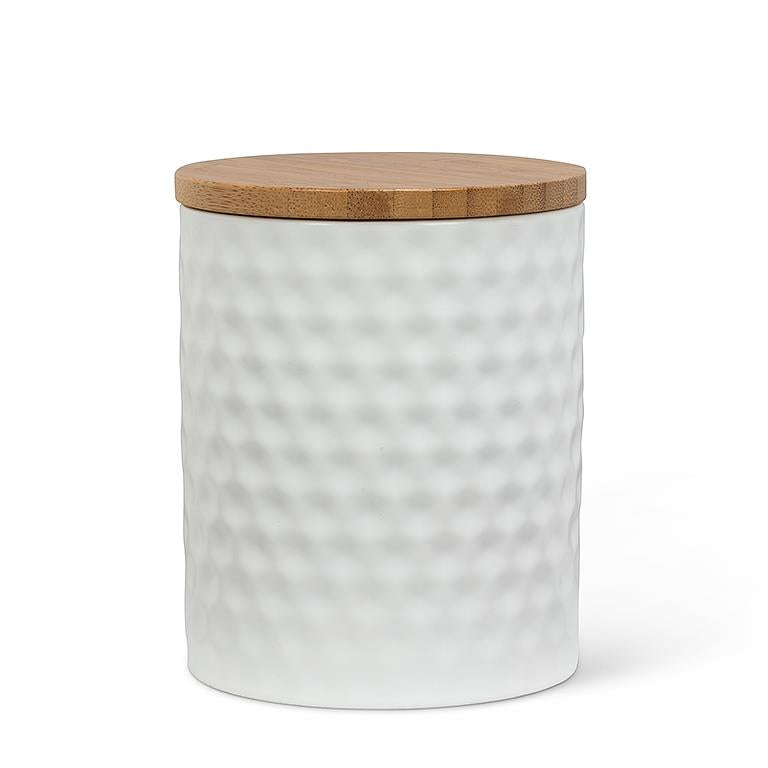 CANISTER, TEXTURED W/LID - WHITE