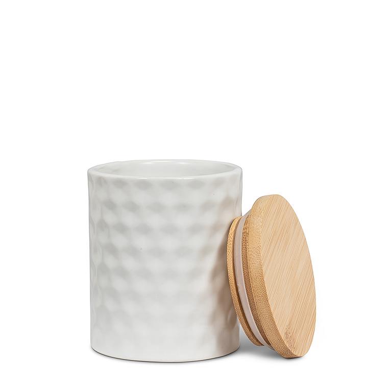CANISTER, TEXTURED W/LID - WHITE
