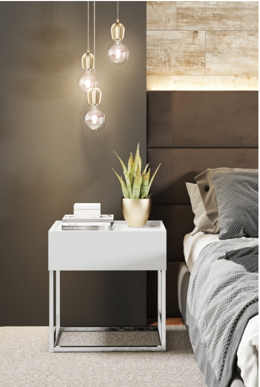 NIGHT STAND / ACCENT TABLE, NIGEL - WHITE MATTE