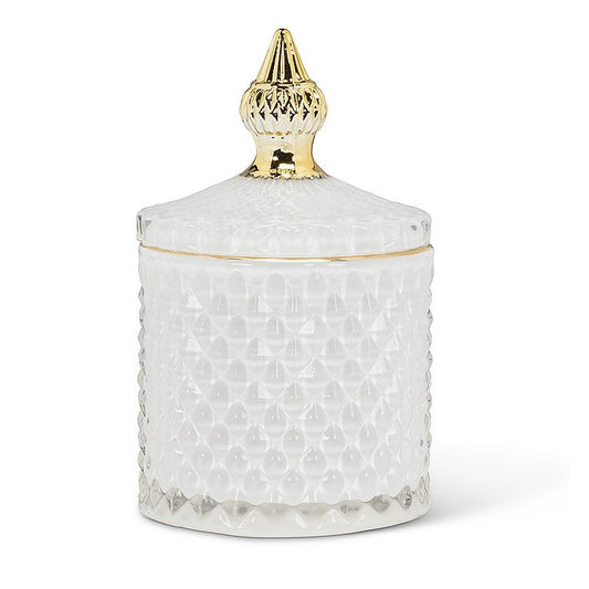 JAR, QUILTED COVER - WHITE / GOLD