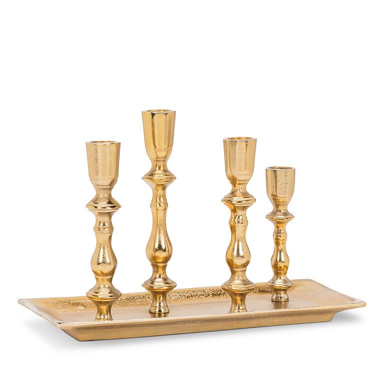 CANDLE HOLDER, GOLD - RECTANGLE (TAPER)