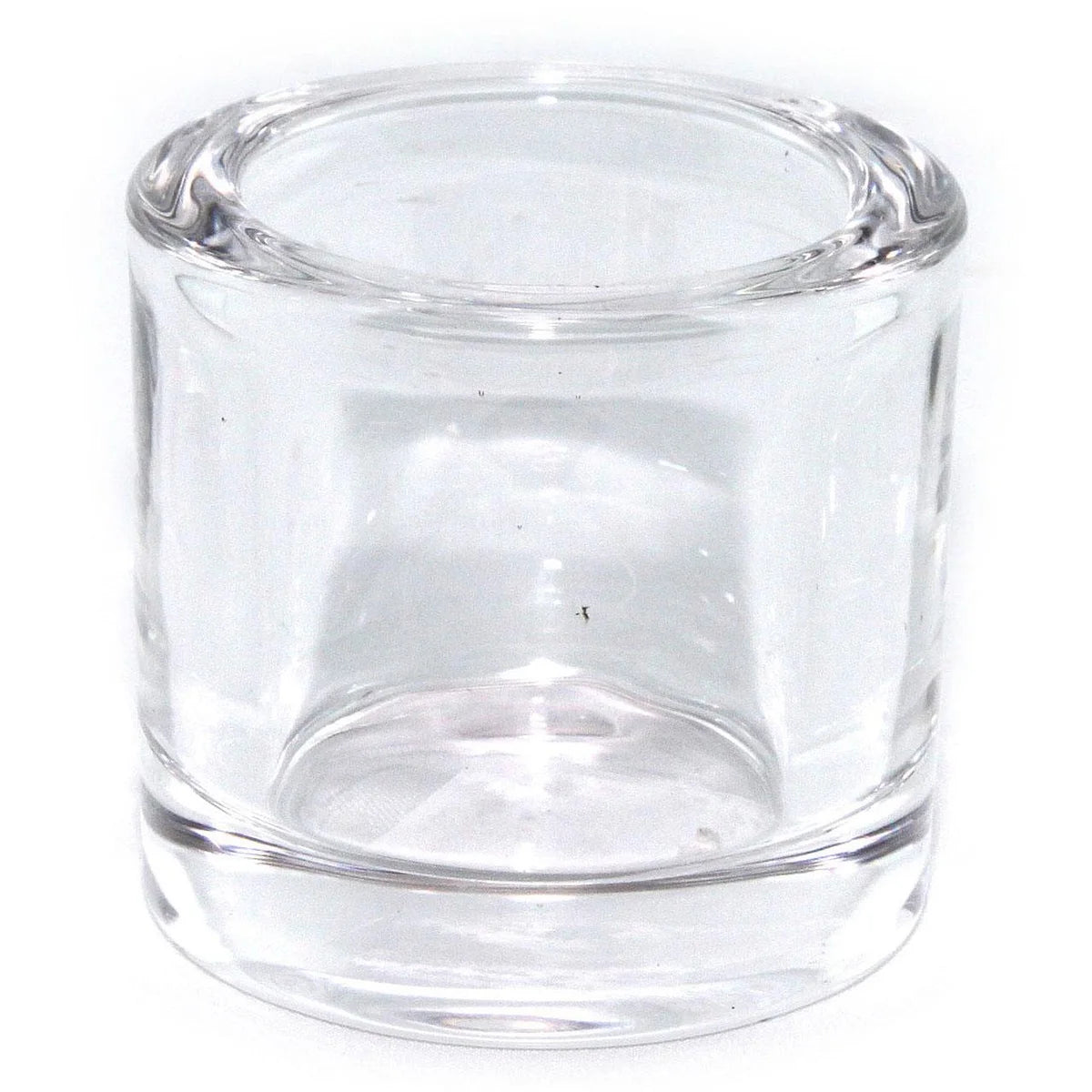 CANDLE HOLDER, HEAVY GLASS  - CLEAR