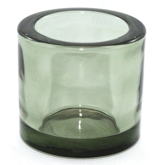 CANDLE HOLDER, HEAVY GLASS  - GREEN