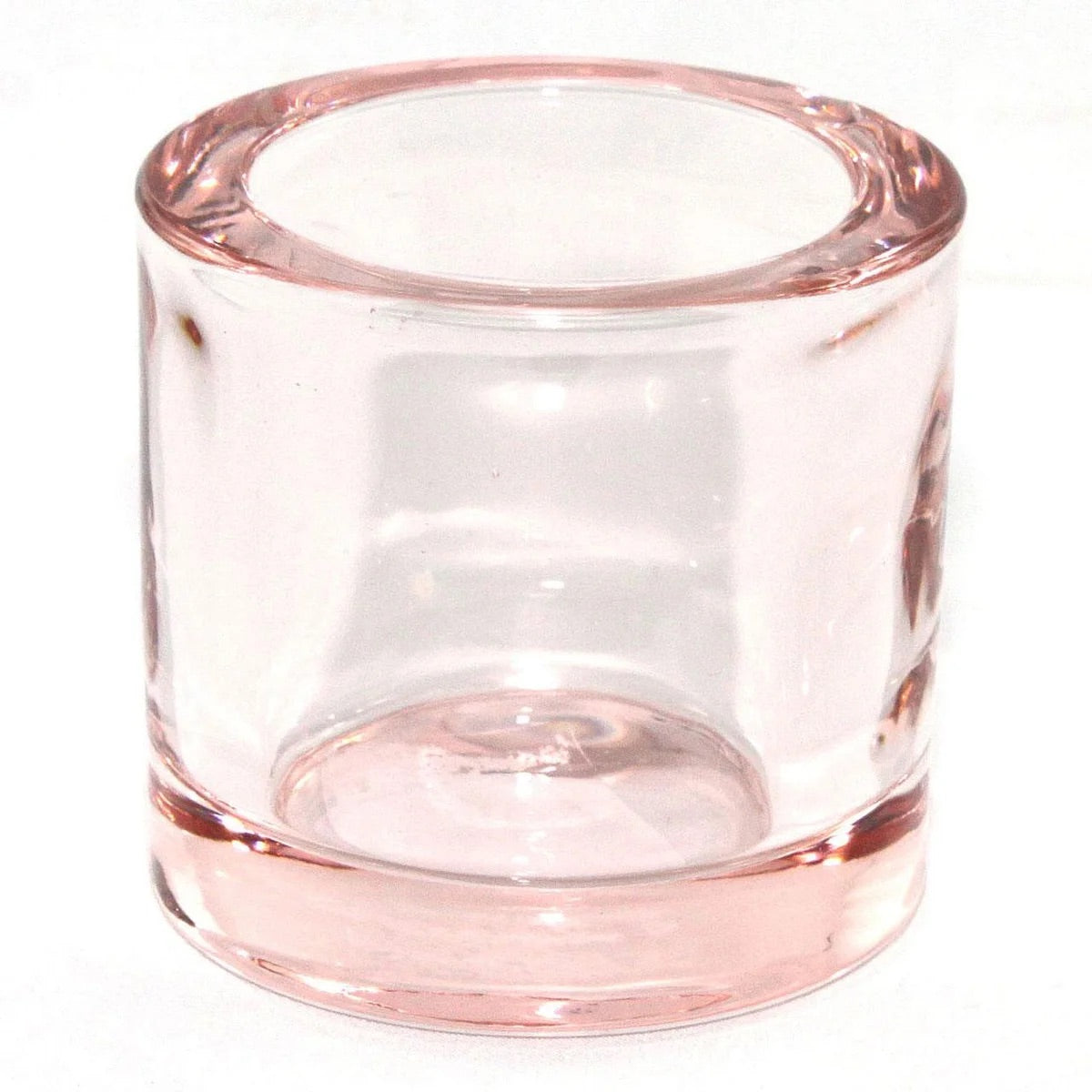 CANDLE HOLDER, HEAVY GLASS  - PEACH