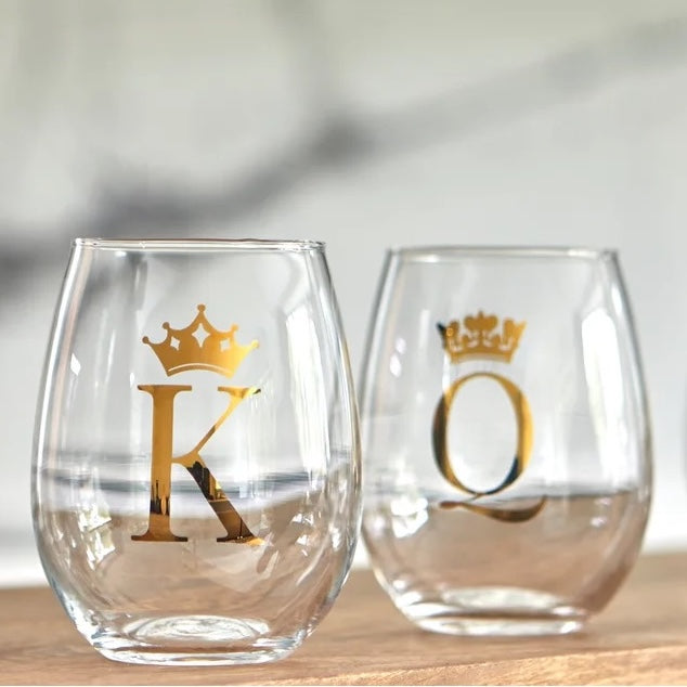 WINE GLASS, KING & QUEEN - GOLD