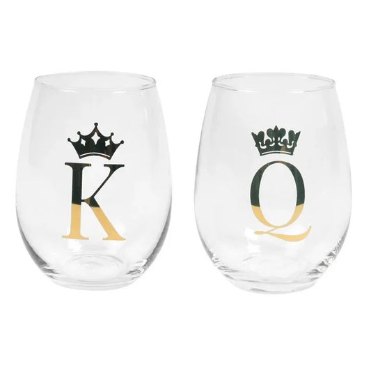 WINE GLASS, KING & QUEEN - GOLD