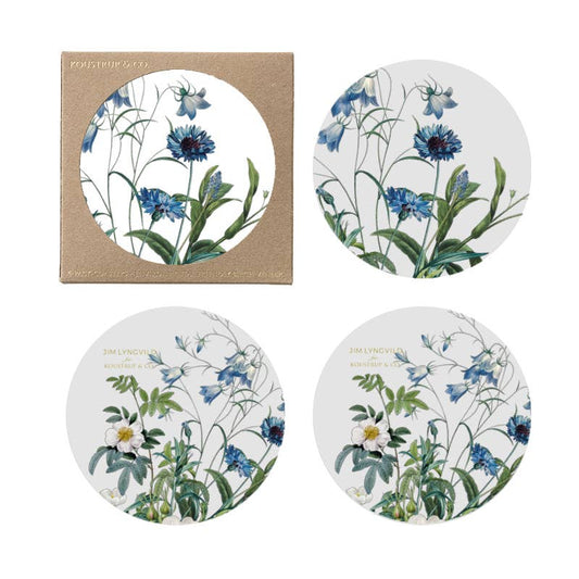 COASTERS, BLUE FLOWER GARDEN - BIRCH