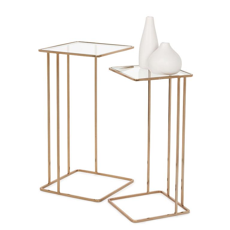 ACCENT TABLE LINDA - SATIN BRASS/CLEAR