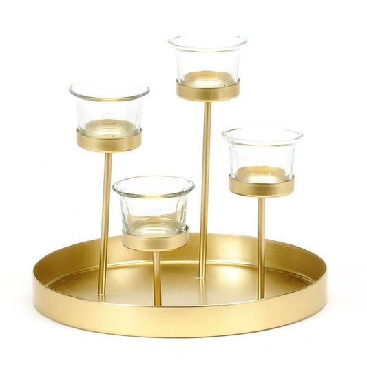 TEALIGHT CANDLE HOLDER, GOLD METAL