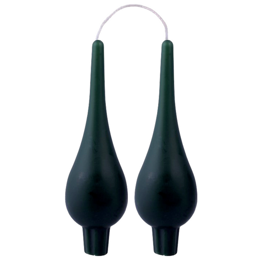 DANISH CANDLE, DROP SHAPE - FOREST GREEN (7")
