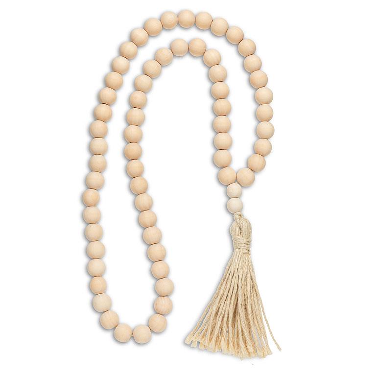 NECKLACE, BEADS W/TASSEL - NATURAL