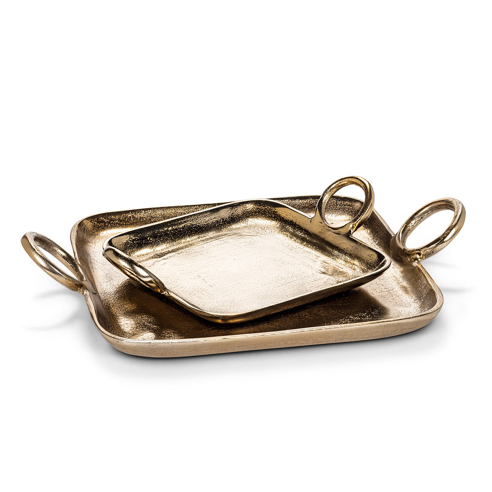 TRAY, W/RING HANDLES - GOLD