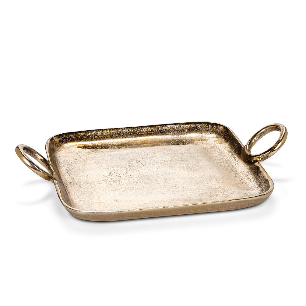 TRAY, W/RING HANDLES - GOLD