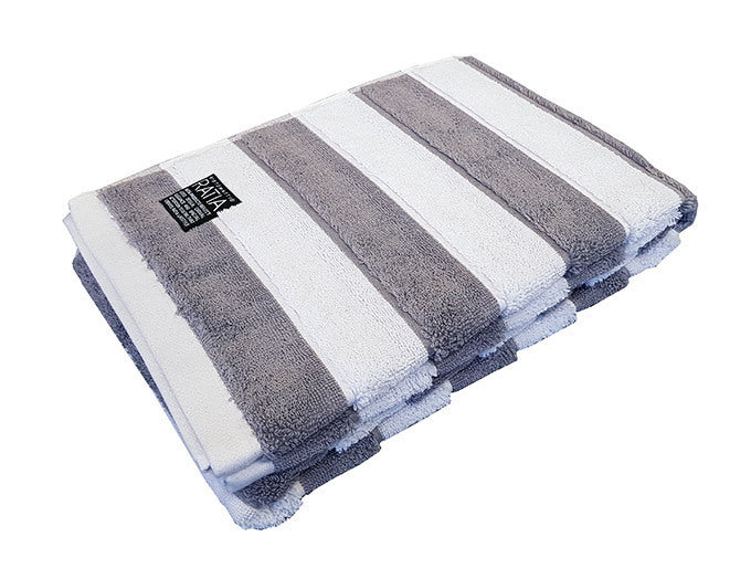 RATIA BATH TOWEL WIDE STRIPE, GREY/WHITE (70x140cm)